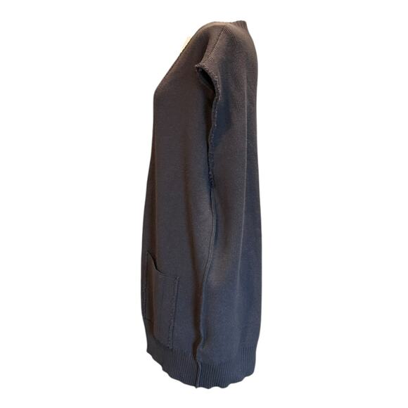 Free People Oakleigh Vest Womens Sz Large Charcoal Gray V Neck Raw Hem Oversize - Picture 12 of 16